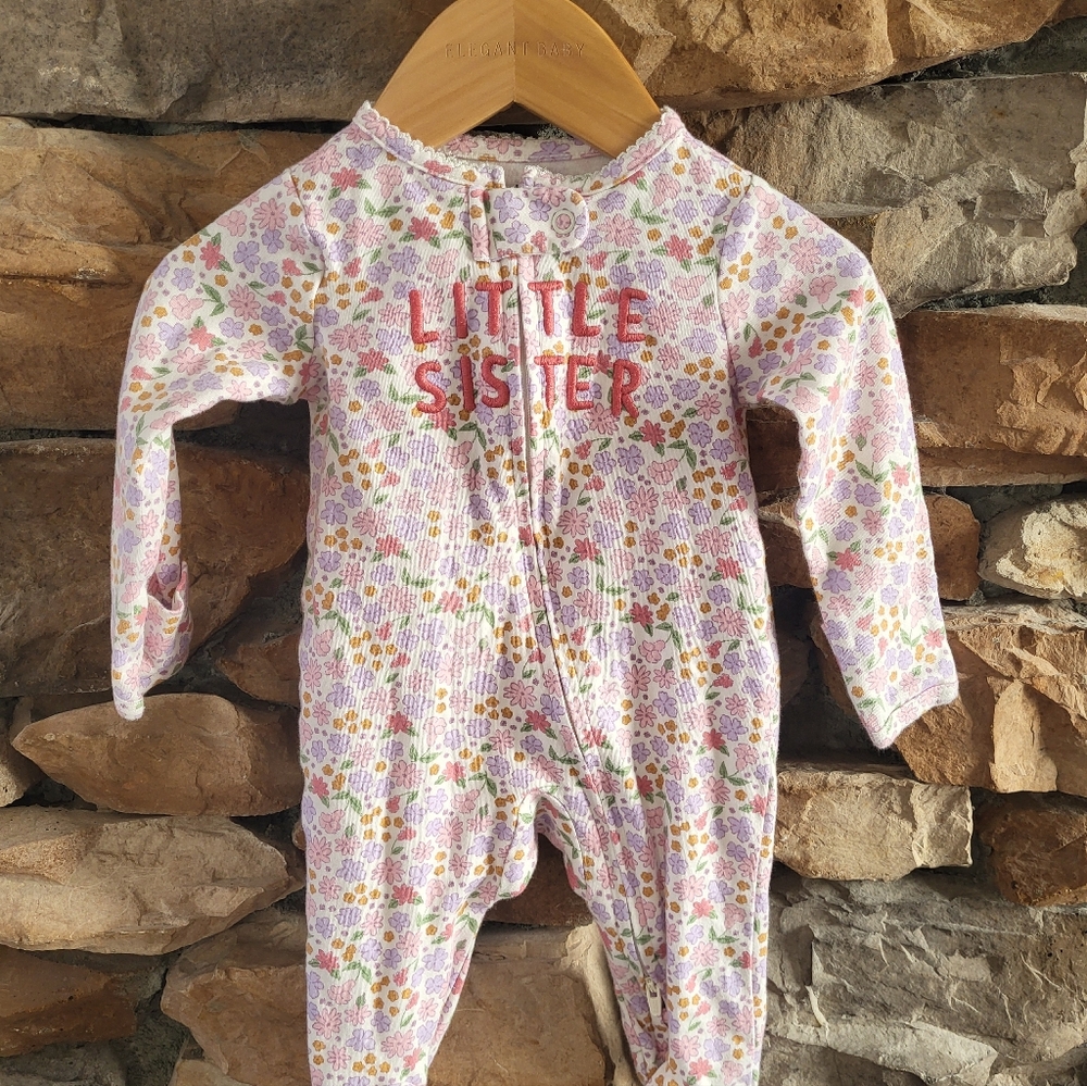 Carter's Pink Floral 'Little Sister' Footie 3m
